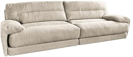 KAWOLA Luxuriöses 3-Sitzer Sofa Cord Cremeweiß CINE XXL Sofa, Bequemes Wohnzimmer Sofa in Beige, Modische Cord Couch für Moderne Wohnlandschaften