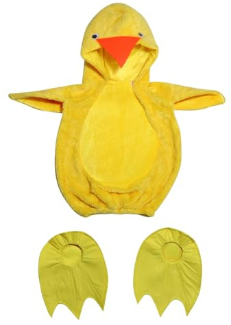 Camiseta para niño 152 niños pequeños bebé niño niña 3D animal pollo pato disfraz unisex sin mangas de forro polar chaleco con capucha tops con zapatos vestir abrigo de gran tamaño Cosplay T (amarillo