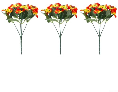 Enhance Your Decor with 3pcs UV Resistant Pansy Flowers Beautiful Artificial Floral Display for Home and Garden (Sunset Red)