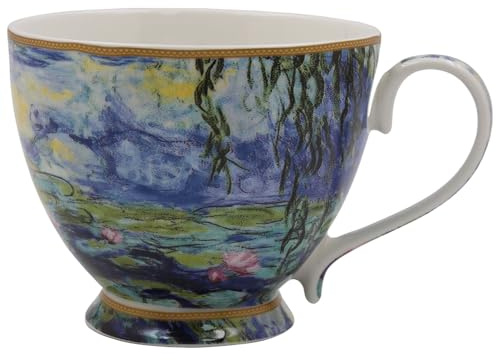 The Leonardo Collection Claude Monet Monet Tasse mit Fuß, Seerosen für heiße Getränke, feines Porzellan, bedruckte Kaffeetassen für Küche und Zuhause, wiederverwendbare Tee- und Kaffeetassen für jeden