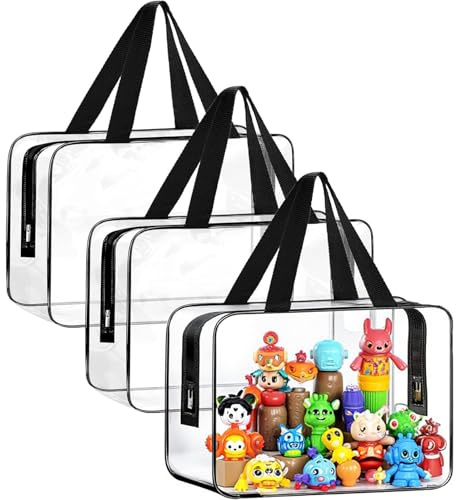3 Bolsas Bolsa Juguetes Playa, Almacenaje Juguetes 30x23x8cm, Organizador de Juguetes Impermeable y Resistente, Bolsa Grande con Cremallera para Juguetes & Cosméticos