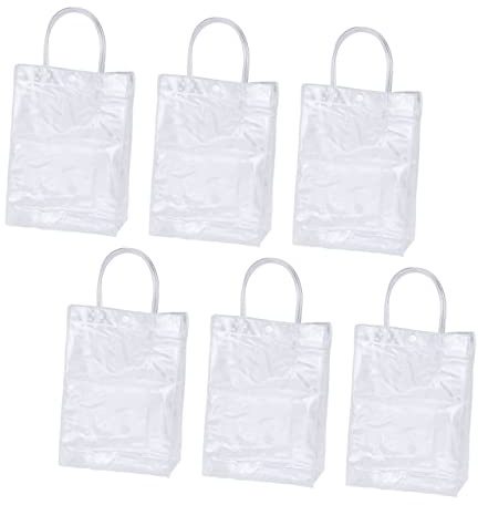 LOLIPPYY 6 Stück Transparente Pvc Tragetaschen 15x7x20cm Wiederverwendbar Geschenkverpackung Partytüten Für Weihnachtsfeiern Und Kinderferien