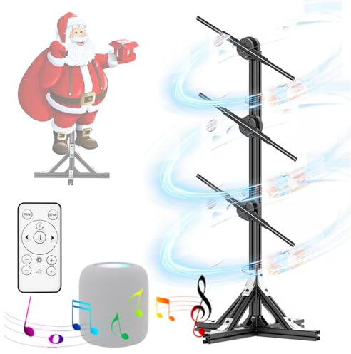 XCSCUK Proiettore olografico Video 3D LED, proiettore a Ventola Albero di Natale 3D da 45 cm, con Musica/Supporto e Controlli WiFi/Telecomando