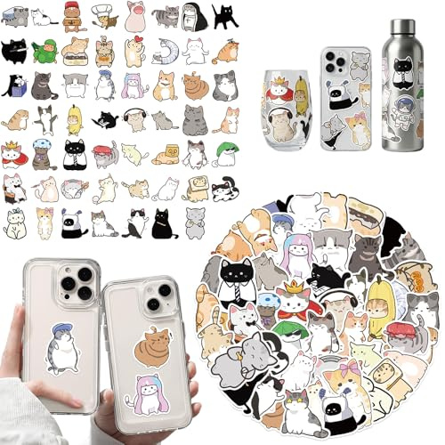 108Pcs Cute Cat Stickers Waterproof Kitty Sticker Pack for Laptop Water Bottle Scrapbooking Aesthetic Stationery Gifts for Kids Teens Girls or Reward