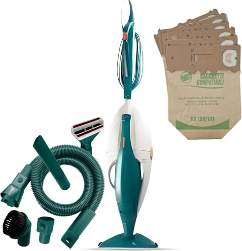 VORWERK FOLLETTO VK131 – Aspirapolvere con Filo Completo di Kit Accessori per la Pulizia Domestica (Kit con 6 sacchetti)