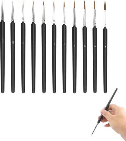 11 Pcs Detail Paint Brush Set,Miniature Paint Brush for Art Model Acrylic | Fine Paint Brushes for Detailing,Tiny Paintbrushes for Art Acrylic watercolour model Nail Face