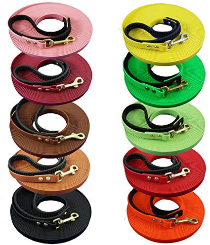 Biothane Schleppleine 16mm breit - Hundeleine für kleine und große Hunde, Wasserabweisende Leine mit Abnehmbarer Handschlaufe I 5,0 m lang - Rot