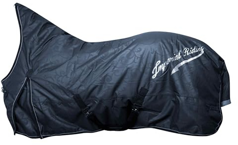 Imperial Riding Coperta da esterno IRH Super-Dry 300 g, impermeabile e traspirante, imbottitura in poliestere 600D da 300 g, calda coperta invernale per cavalli, robusta e facile da pulire, blu navy