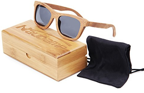 Naudamp Lunettes de soleil en bambou carbonisées pour hommes/femmes Lunettes de soleil vintage flottantes polarisées avec cadre complet Sports nautiques et activités de plein air