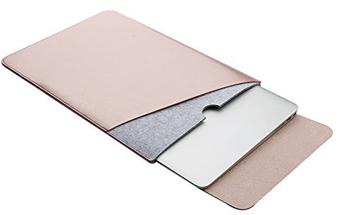 LaoZan Porte-documents Sac de Transport Poche Couverture de Peau Netbook Ultrabook Sacoche Laptop Pochette PC Compatible pour macbook 12 Rose Or