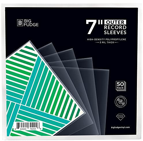 BIG FUDGE Schallplatten Aussenhüllen - 7 x 50 STK. - LP Hüllen transparent aus 3mil starken Polypropylen-Kunststoff - Vinyl Aufbewahrung Schutzhüllen ohne Falten - 7,42 x 7,42