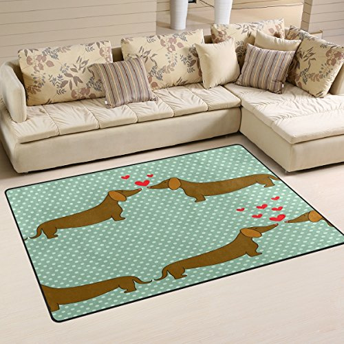 Use7 Rutschfeste Fußmatte für Dackel mit Punktemuster, Textil, mehrfarbig, 100 x 150 cm(3' x 5' ft)