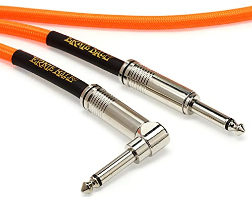 Ernie Ball Geflochtenes Instrumentenkabel Gerade/Winkel 5,48 m - Neon Orange