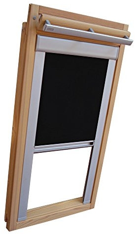 Verdunkelungsrollo Rollo für VELUX Dachfenster TYP GGL/GPL/GGU/GPU - MK08 - Farbe schwarz - mit Aluminium Seitenschienen - KLICK Montage