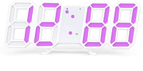 FEDBNET 3D LED Digital Alarm Clock,Wall Clock, Digital Clock, Snooze Bedroom Desk Alarm Clocks with 3 Adjustable Brightness Levels Dimmable Nightlight Snooze Function for Home Kitchen Office
