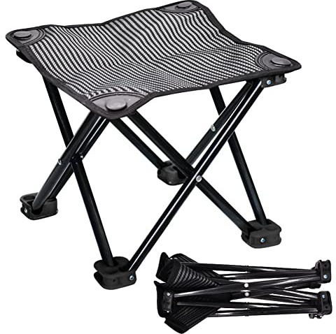 BESLIME Klein Klappbarer Camping Hocker, Oxford Cloth Slacker Hocker, für Camping im Freien, Wandern, Jagen, Wandern, Angeln, Reisen Klapphocker(28 * 28 * 26cm)