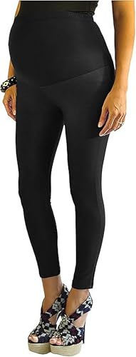 FuturaLondon full ankel svart längd bomull över bula moderskap denim look leggings jeggings