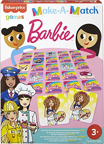 Mattel Games GWN51 - Make-A-Match Kartenspiel mit Barbie-Motiven, Rommé-artiges Spiel, Abgleichen von Farben, Bildern und Formen, 56 Karten für 2 bis 4 Spieler, Geschenk für Kinder ab 3 Jahren
