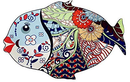 LKYU TablewareFish Shaped Durable Porcelain Dinner Plate Restaurant Steak Tableware Dish Charger Plate Household Show Display Plate-Peacock_China