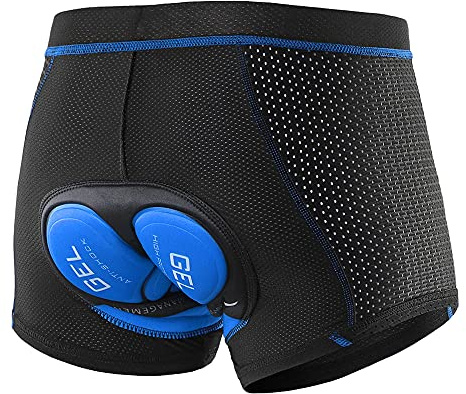 Lixada Pantalones cortos de ciclismo para hombre transpirable Gel acolchado para MTB Ciclismo de Larga Distancia Negro/Negro y Rojo