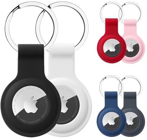 [6er Set] Schlüsselanhänger für Apple AirTag Anhänger, Silikon Case Cover Schutzhülle, Kratzfest & stoßfest, AirTag Hülle für Schlüssel, Koffer & Tasche