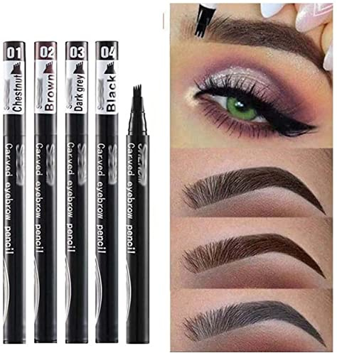 1 bolígrafo de tinta líquida para cejas de tatuaje resistente al agua 4 tenedores lápiz de tatuaje de cejas lápiz de cejas Microblading con micro crea cejas de aspecto natural sin esfuerzo (negro)