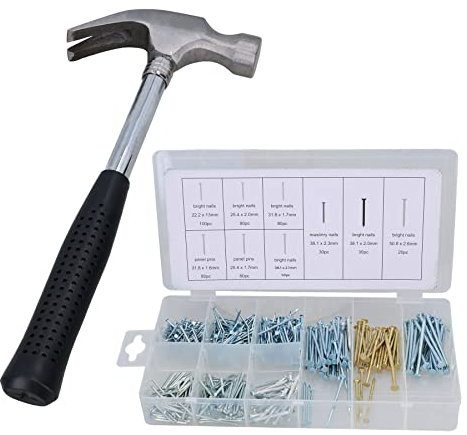 Martello da carpentiere con manico in gomma tubolare per rimuovere le unghie, lunghezza 25,4 cm