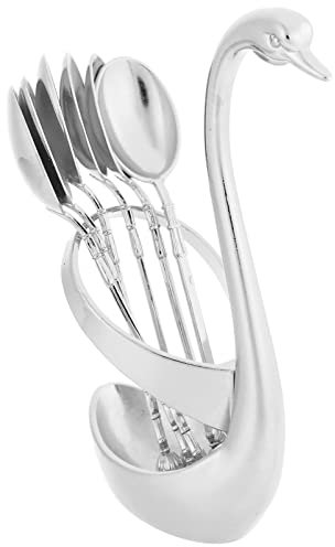 Löffel Kaffeelöffel Teelöffel Kaffee Besteck: 6pcs Dessertlöffel Teller Küche Espressolöffel Espresso Kuchen Gabeln Teegläser Löffelhalter Schüssel silber