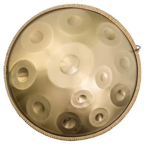 ANTETOK Gold Harmonic 440hz 22 Zoll Handpan Steel Drum 12 Töne in D-Moll Stahl Zungentrommel, Harmonische Percussion für Klangheilung, persönliche Meditation, Yoga, Geschenk für Musikliebhaber