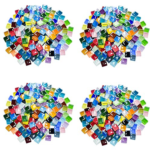 YouYuer 500g Tesserine Per Mosaico Colorato Piastrelle Mosaico Diamante di Cristallo Quadrata Pezzi di Vetro Tessere per Mosaico Piastrelle per Fornitura di Artigianato,Decorazioni(1x1cm)