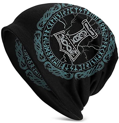 Print Hat Wikinger-Stil Beanie Strickmütze Wikinger Vegvisir Kompass Herren Damen Strickmütze Winter Warme Mütze Beanie Mütze Nordisches Geschenk, Wikinger Stil Heidnisches Amulett Winddichter Fischer