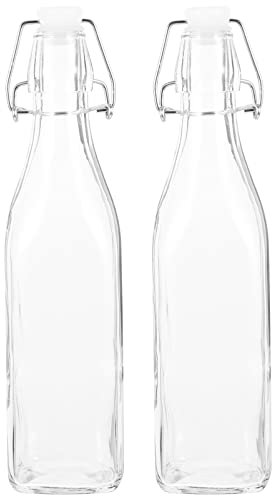 DOITOOL 2stücke Glasflasche Mit Klappschnallen Glasflaschen Für Sauce Essig Öl Sichtbarer Körper Einfach Zu Bedienen Und Reinigen Für Küche Und Outdoor