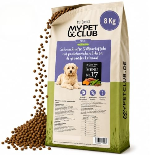 My Pet Club Vegi (1 x 8 kg) vegan/vegetarisches Hundefutter mit Süßkartoffel I Sensitiv & Hypoallergen I Alleinfuttermittel für Hunde ab dem 12ten Lebensmonat