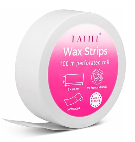 LALILL fleece på 1 rulle för vax - VAX, vit, 100 m x 7 cm - fleecerulle för varmt vax, sockervax, sockerpasta, sockring, avrivbara hårborttagningsremsor, epilering
