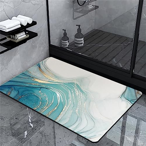 Badezimmerteppich, Badematte, FußMatte, Badteppich 80x120cm, Badvorleger, Badematte Badteppich Badvorleger Rutschfest Waschbar, Teppich Badezimmer Teppiche, Bathroom Mat, Bath Mat, Badematten, Blau