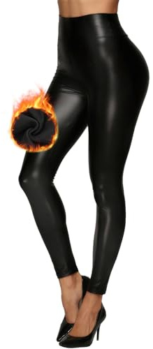 Lishang Leggins Pelle Donna Vita Alta Pantaloni Ecopelle Leggings Similpelle Sexy Push Up per Sportivi Palestra Danza