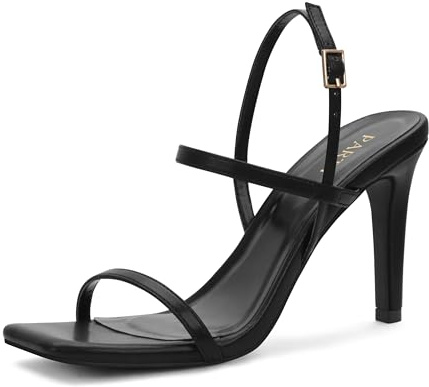Women's Strappy High Heeled Sandals Open Toe Ankle Strap heels Comfy Weddings Shoes,Light Blue Pu,5.5,Black Pu,8,S1