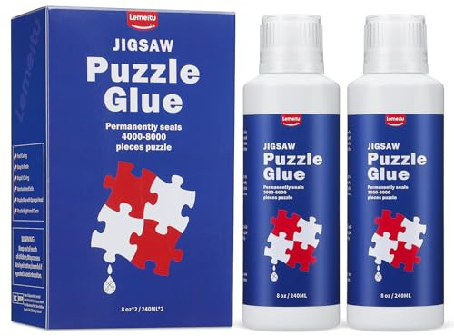 Lemeitu Colla Puzzle aggiornata con testa in spugna, asciugatura rapida e colla luminosa e idrosolubile, per puzzle da 2000-5000 pezzi, colla per cornice