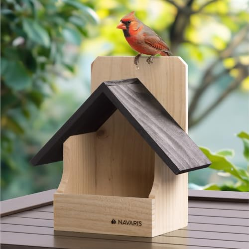 Navaris Bird House, Black - Durable Pinewood Bird Nesting Box for Garden Use - Nest Boxes for Small Wild Birds: Robin, Sparrow, Swift - Front-Open & Easy to Install Bird Houses