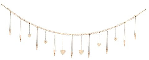 FUNOMOCYA Holzperlen Girlande Zum Aufhängen Mit Clip Für Foto Display Bildhalter Für Wand Fenster Und Zuhause Schlafzimmer Kinderzimmer Geschenk Für Familie Und Freunde