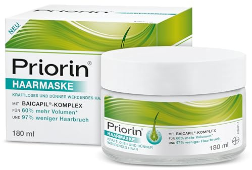 Priorin Haarmaske I Pflege bei Haarausfall I 60% mehr Volumen I 180ml | 97% weniger Haarbruch. Ergänzende Pflege gegen kraftloses und lichter werdendes Haar bei Frauen. Als Aufbaukur geeignet.