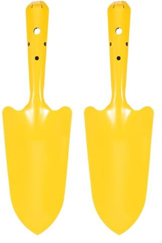 sourcing map 2pcs Mini Colorful Metal Hand Shovel 11 x 3 Digging Trowel Set Transplanting Garden Tools for Flower Soil Digging Planting Weeding Transplanting Garden, Yellow