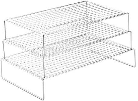 Fenteer 3 Piezas de Rejilla de Alambre para Hornear, Rejilla para Enfriar Pasteles, hogar, Cocina, Hornear, Asar, Pizza, Resistente, 3 Niveles, Rejilla de