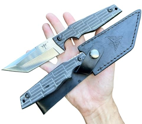 Obespina Gros Couteau Massif Lame Fixe Tanto Haute Qualité Survie Camping Tranchante Étui Cuir Manche G10 Collection Cadeau Homme buscraft camping decoupe exterieur full tang