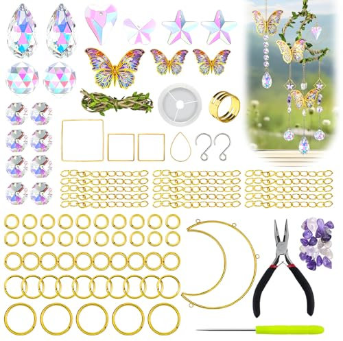 YUUTIAL Acchiappasole Cristallo, Farfalla Appendere Vetro Acchiappa Sole,Crystal Suncatcher Strumenti Kits per Finestra Casa, Giardino, Feste, Matrimoni, Natale