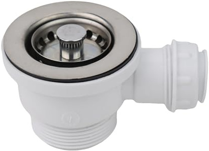 ZiStarlilife Kitchen Sink Strainer Waste Kit, Stainless Steel Sink Overflow Kit, for sink opening 47-52mm, with Overflow Pipes & Square Drain Cover