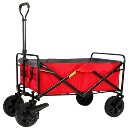 Outdoor Strand Camping Trolley Klappbare Picknick Zugstange Anhänger kleine Hand Druckfeld Ausrüstung (rot)