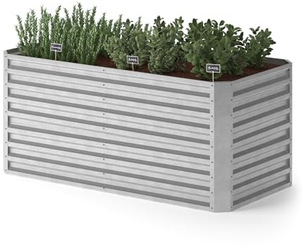 OK-Living Hochbeet, Silber, 180 x 90 cm | zur Anzucht und Kultivierung von Gemüse und Kräutern