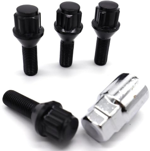 ZHjLut Wheel lug bolts Compatible with VW for Caddy 2004-2023 Car Alloy Wheel Locking Bolts Nuts Lugs M12 x 1.5