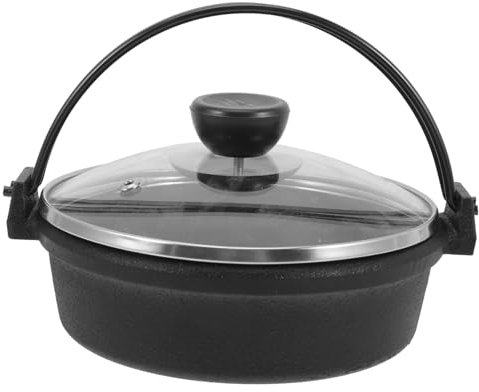 FUNOMOCYA Pentola Giapponese in Ghisa Piccola Calderone per Salsa in Ferro Spesso Wok per Friggere Pentola Anti-Aderente per Casa Set di Casseruola con Coperchio